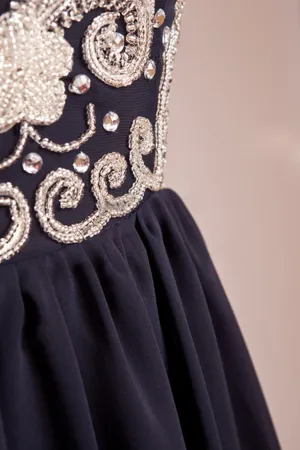 2024 Beaded Bodice Prom Dresses A Line Chiffon Floor Length