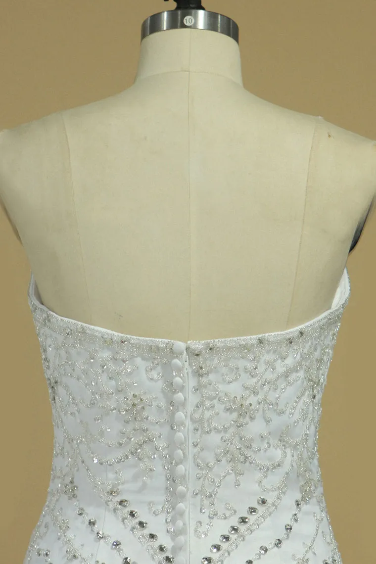 2024 Sweetheart Wedding Dresses Beaded Bodice Organza Chapel Train