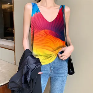 Abstract Tank Top Women Psychedelic Tank Tops Casual Colorful Sleeveless 3d