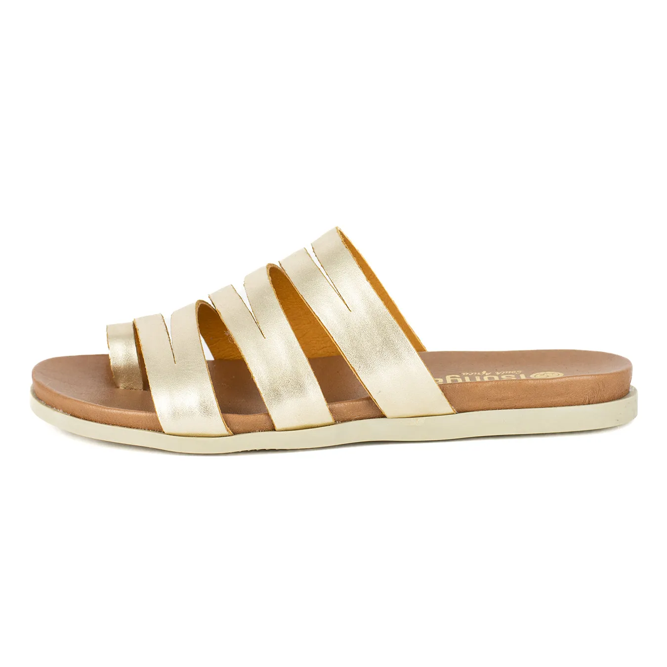 Abuye : Ladies Leather Sandal in Gold Foil CL