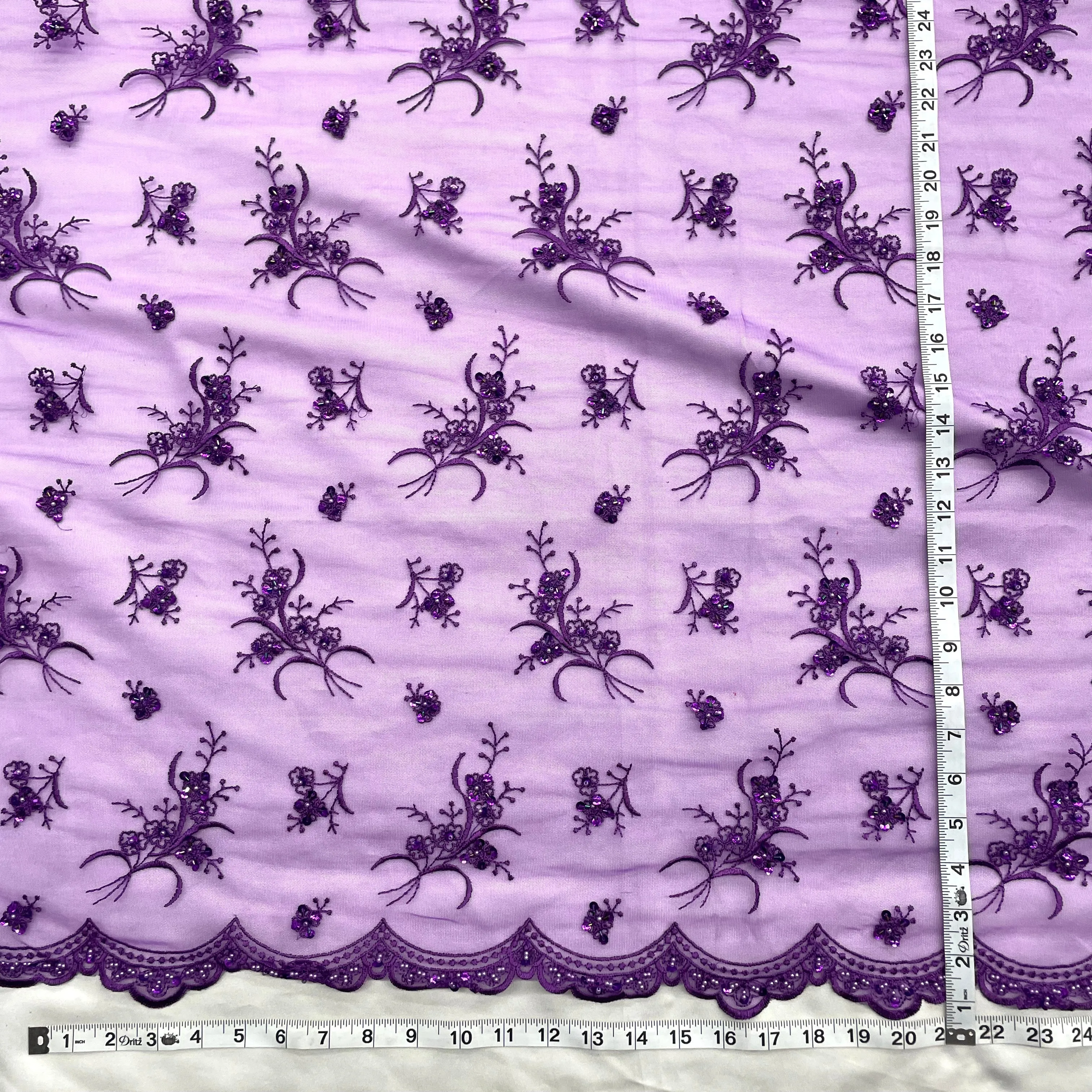 Beaded Lace Fabric Embroidered on 100% Polyester Net Mesh | Lace USA - 42002W-BP