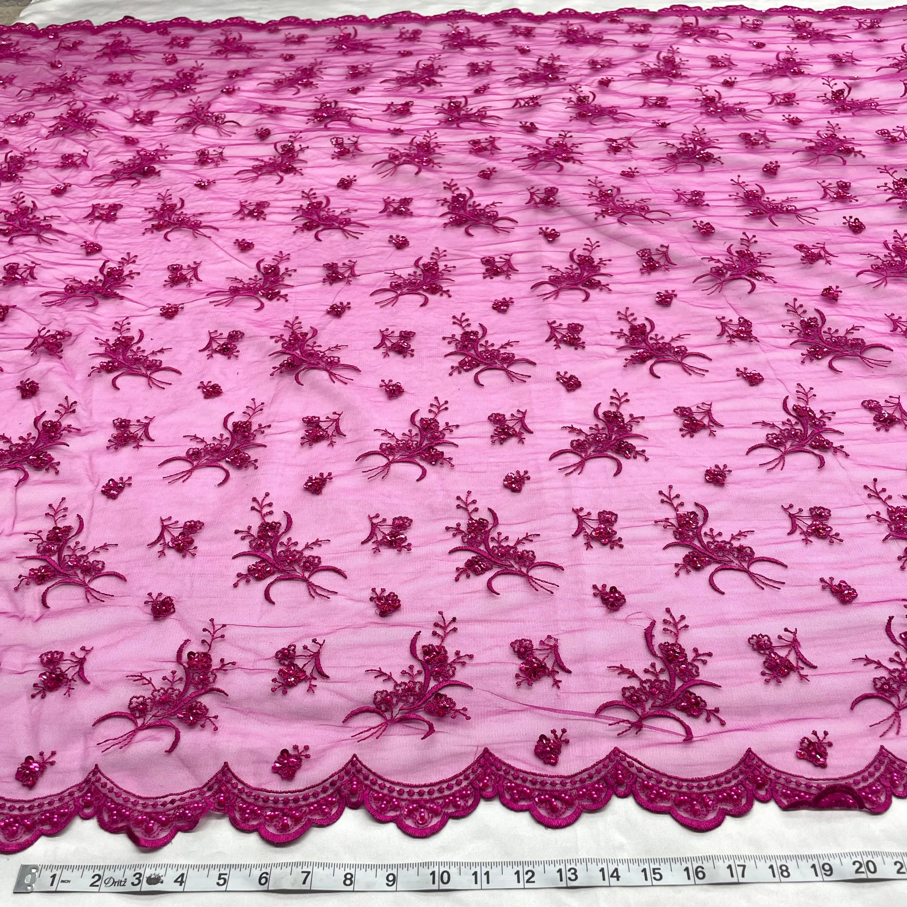 Beaded Lace Fabric Embroidered on 100% Polyester Net Mesh | Lace USA - 42002W-BP