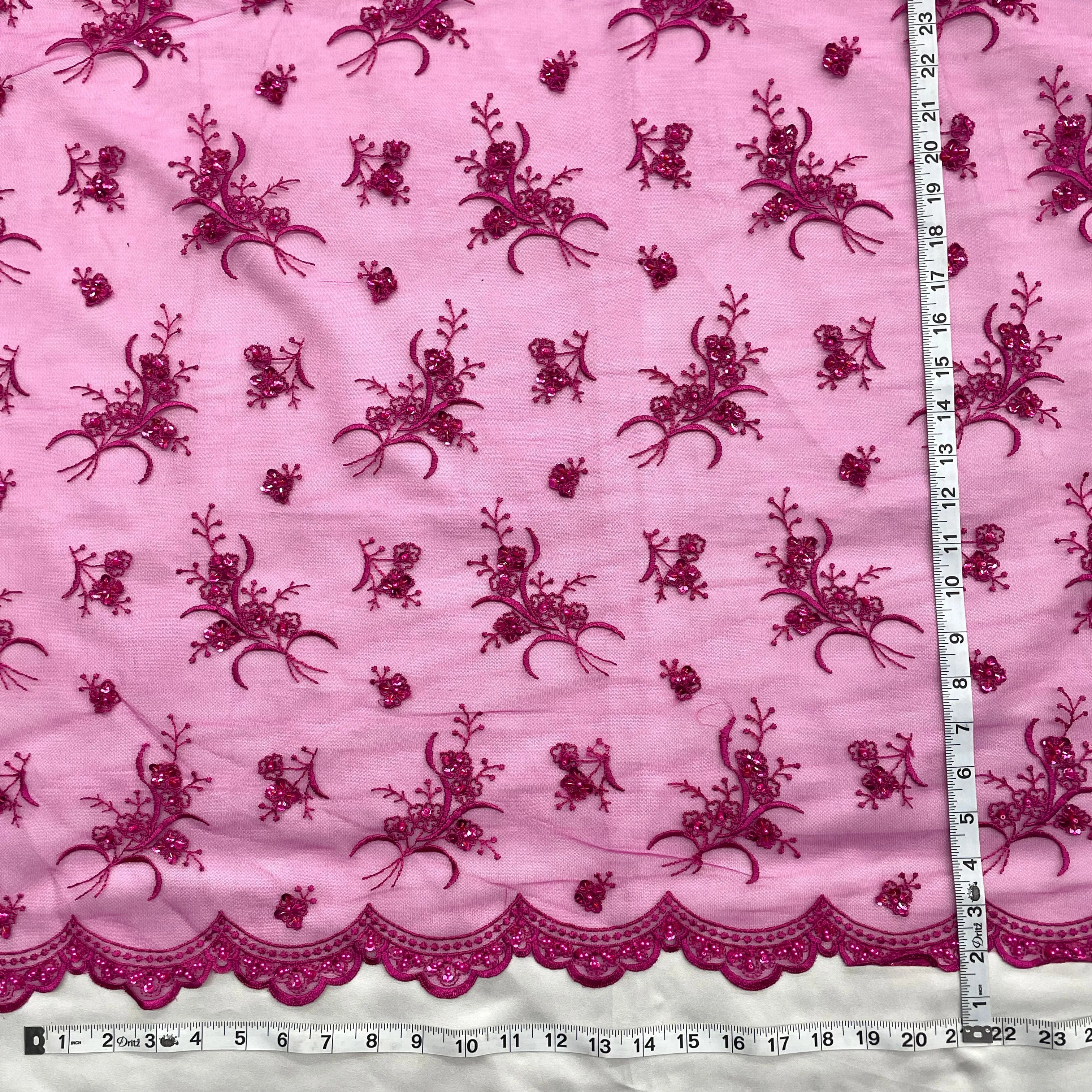 Beaded Lace Fabric Embroidered on 100% Polyester Net Mesh | Lace USA - 42002W-BP