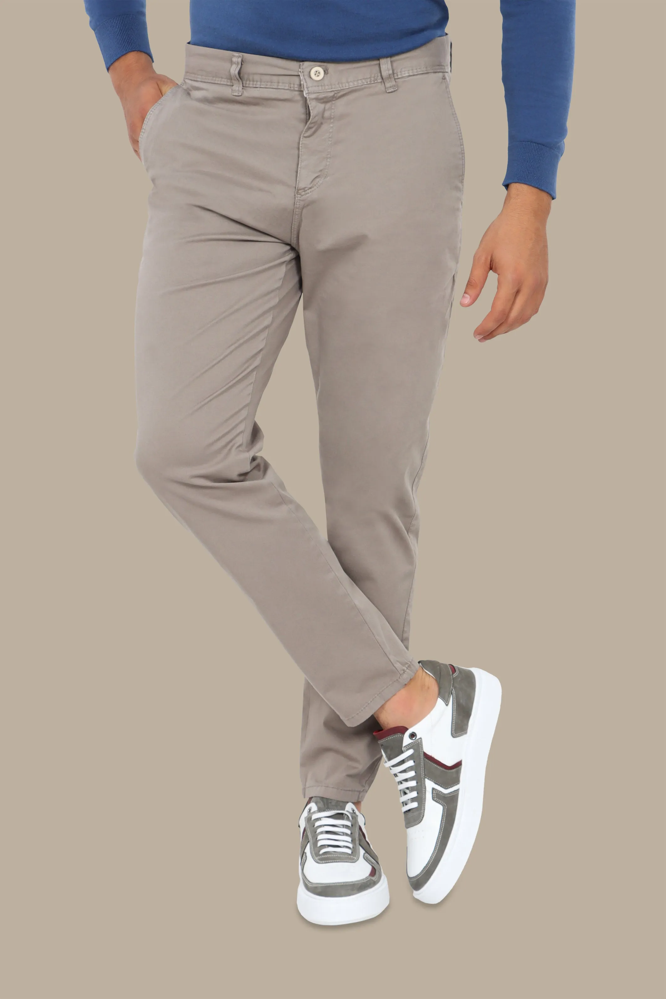 Beige Plain Chinos