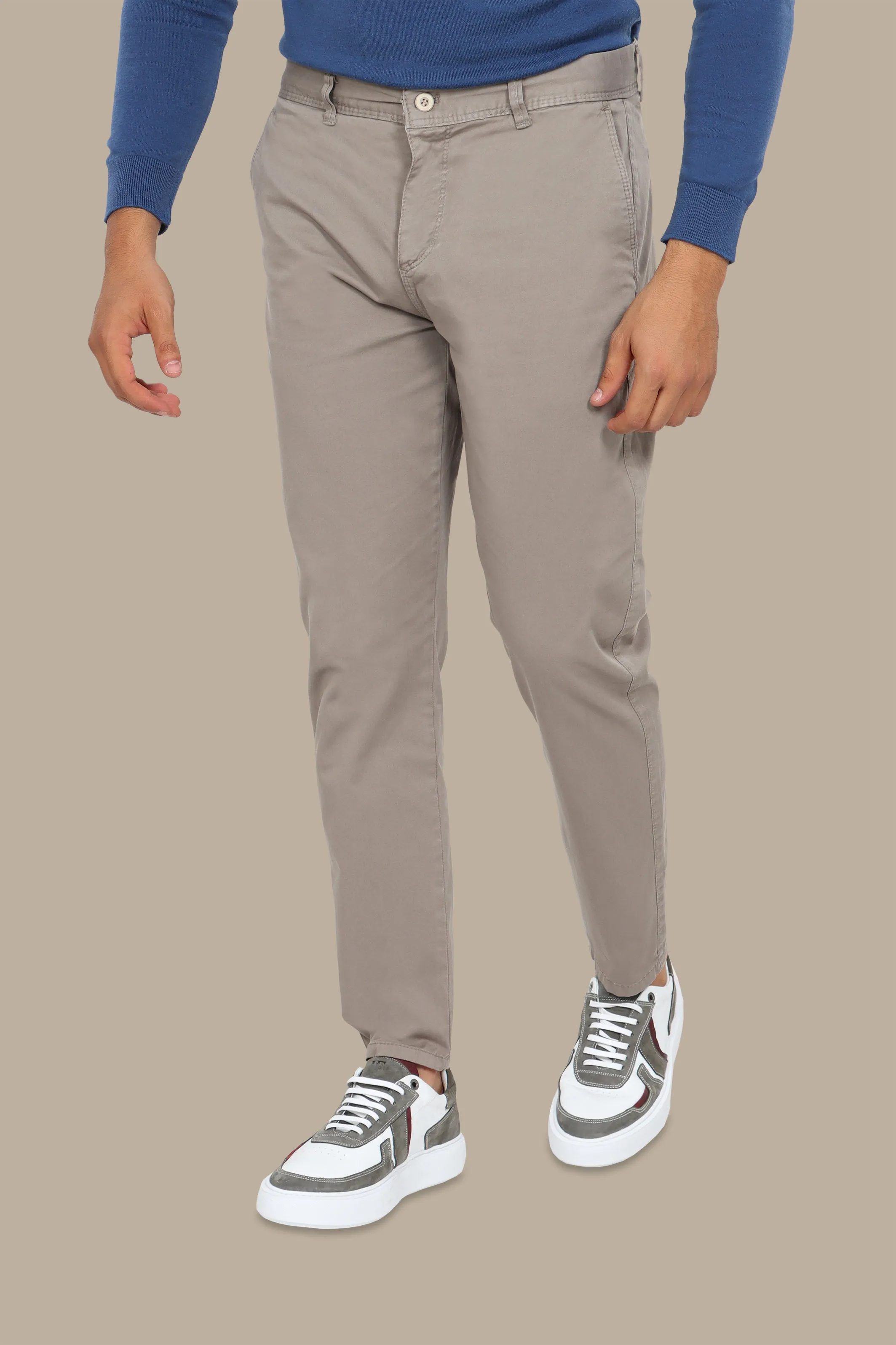 Beige Plain Chinos