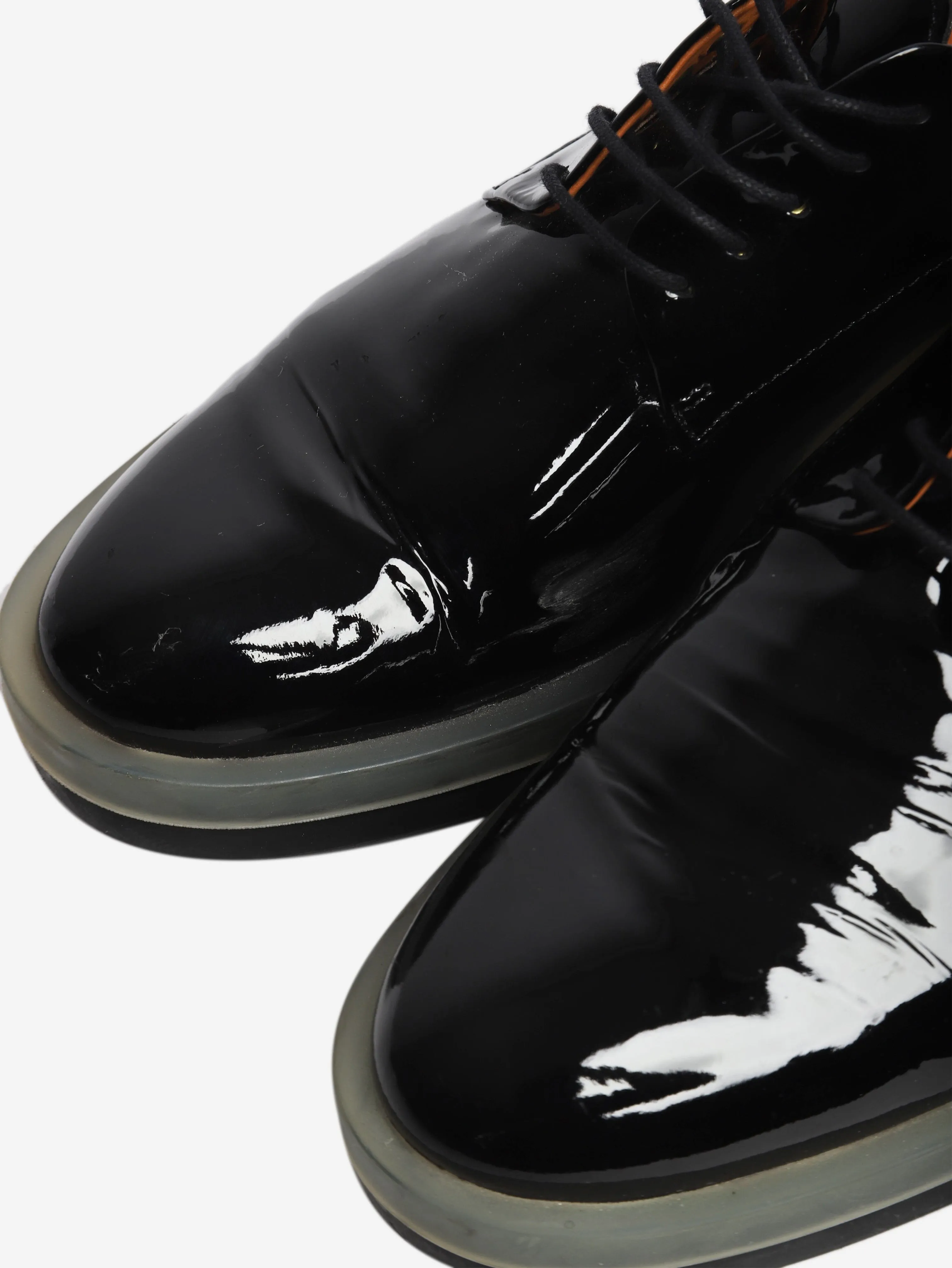 Black patent lace-up shoes - size EU 39