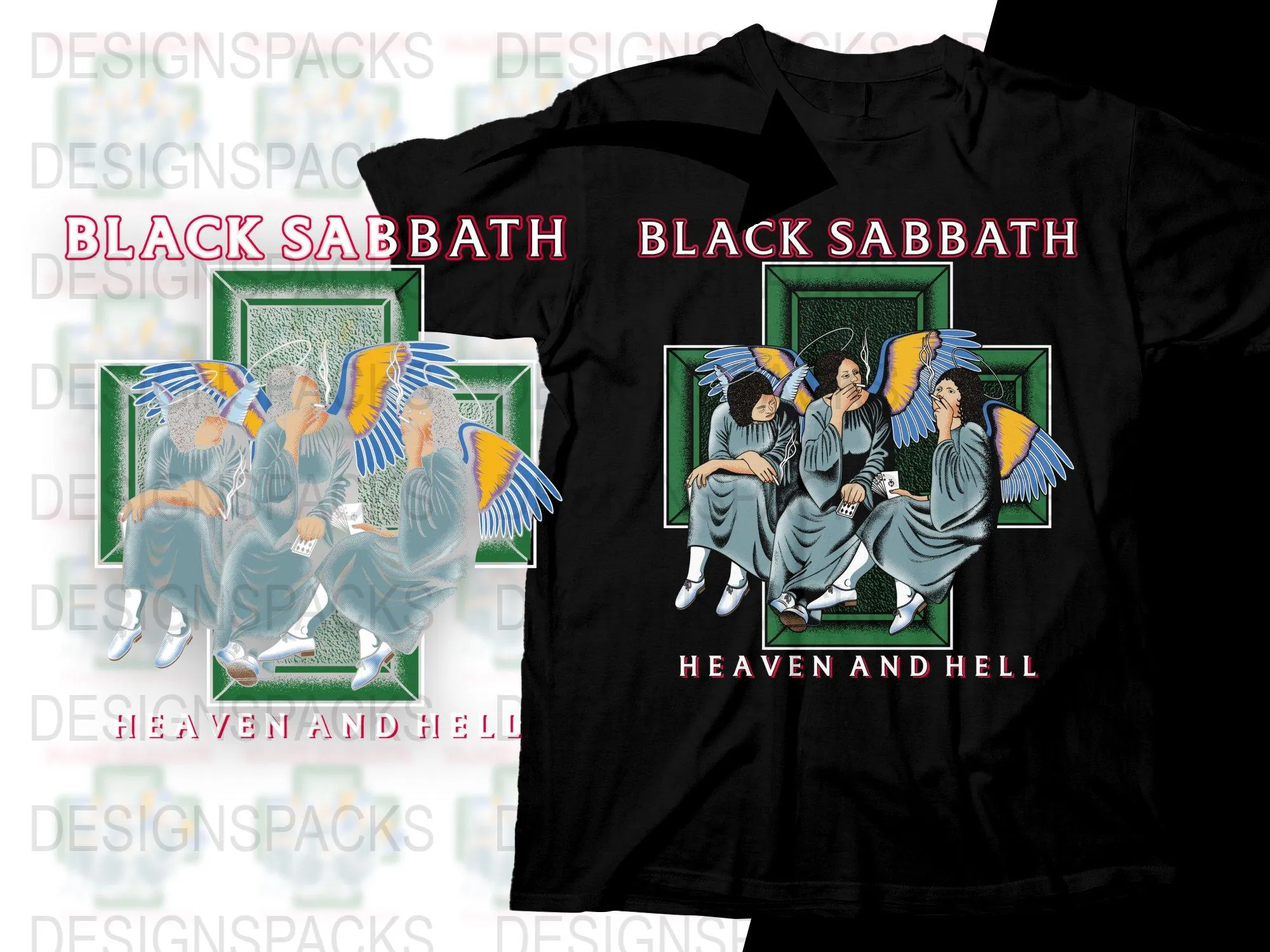 Black Sabbath Heaven and Hell Graphic Png Digital Download