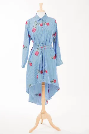 Blue and floral Button Down Top