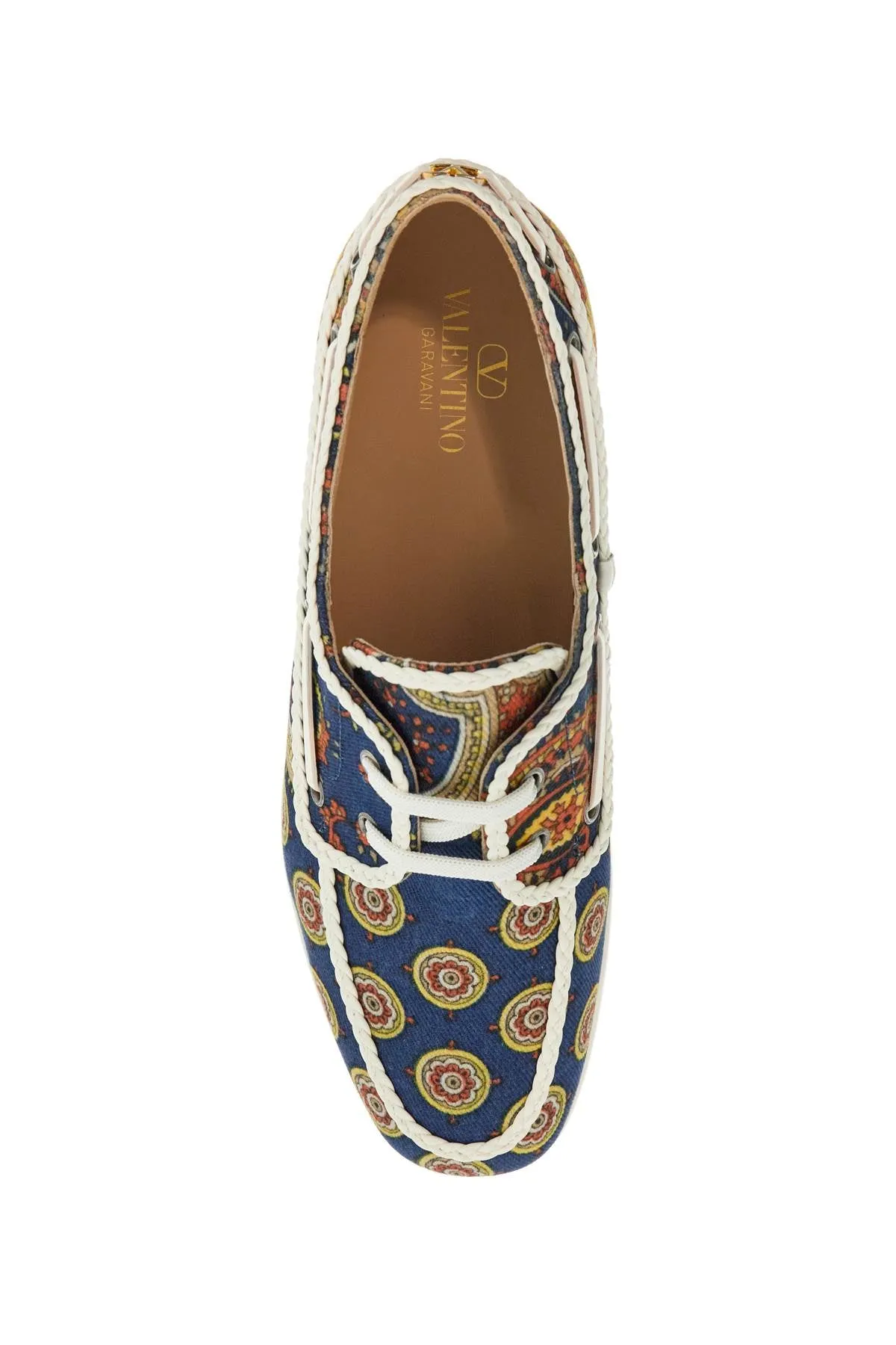 blue cotton boat shoes with paisley pattern 6Y2S0J38KFT DENIM/IVORY