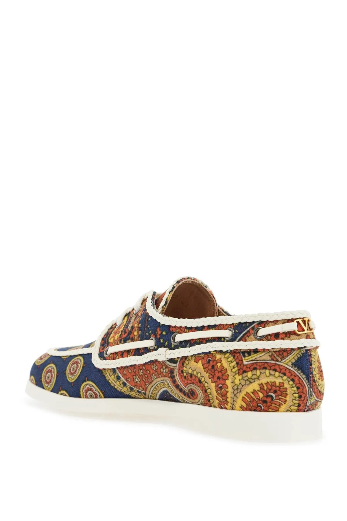 blue cotton boat shoes with paisley pattern 6Y2S0J38KFT DENIM/IVORY