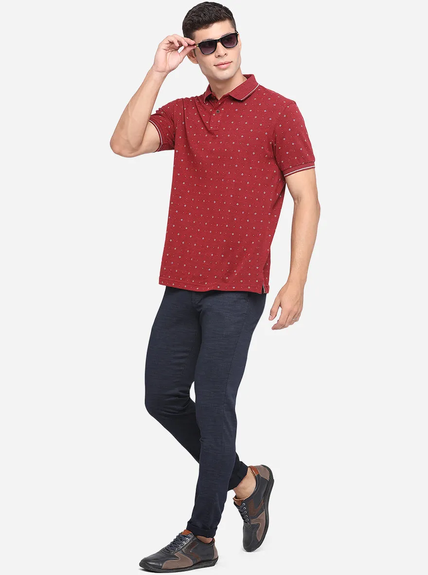 Blue Printed Neo Fit Casual Trouser | Greenfibre