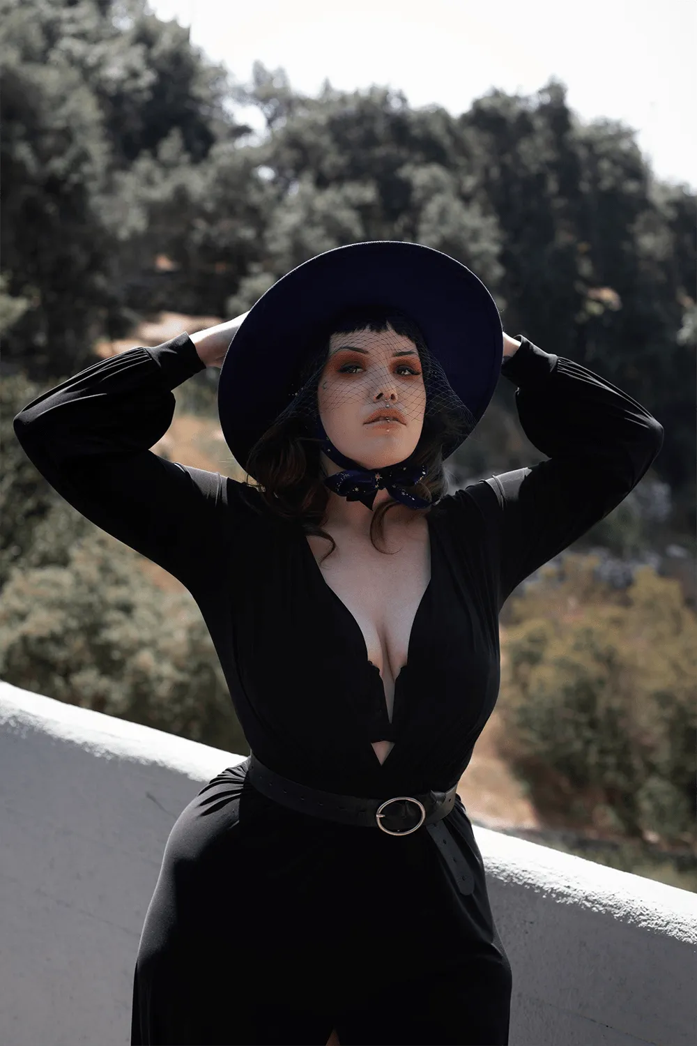 Blue Stargazer Veiled Hat