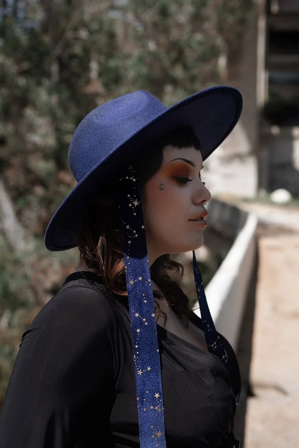 Blue Stargazer Veiled Hat