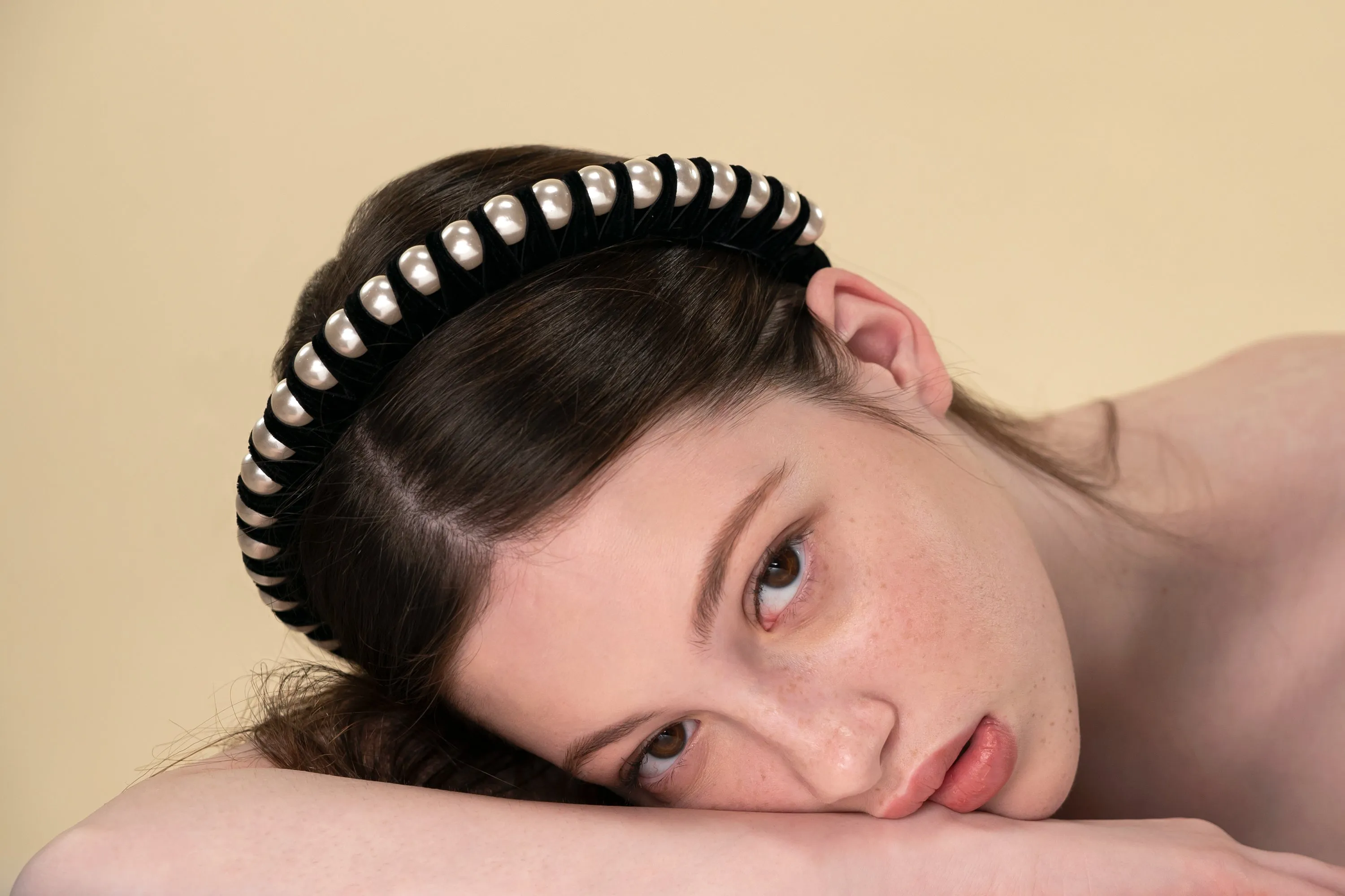 Bunny Bow Velvet Pearl Headband