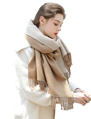 Cashmere scarf oversized pashmina large warm scarves wraps 2-tone for fall winter