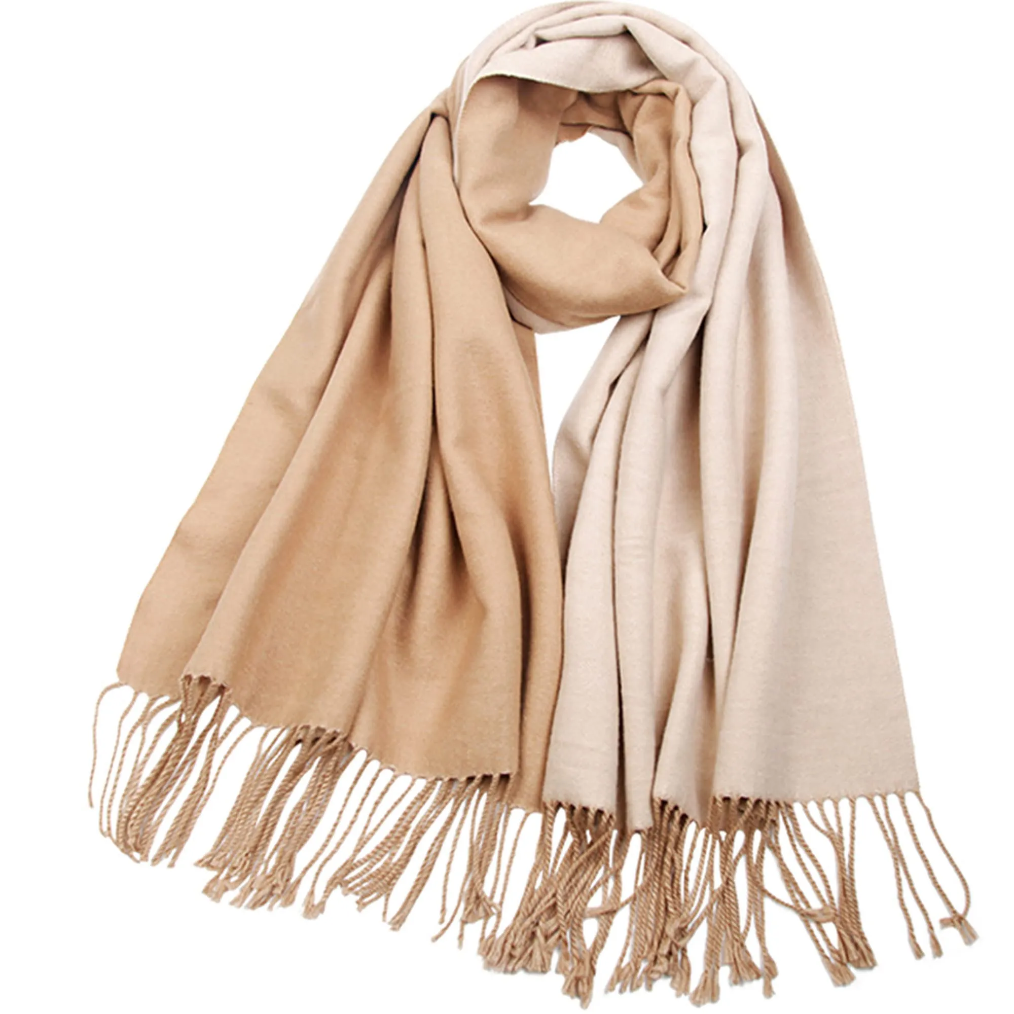 Cashmere scarf oversized pashmina large warm scarves wraps 2-tone for fall winter