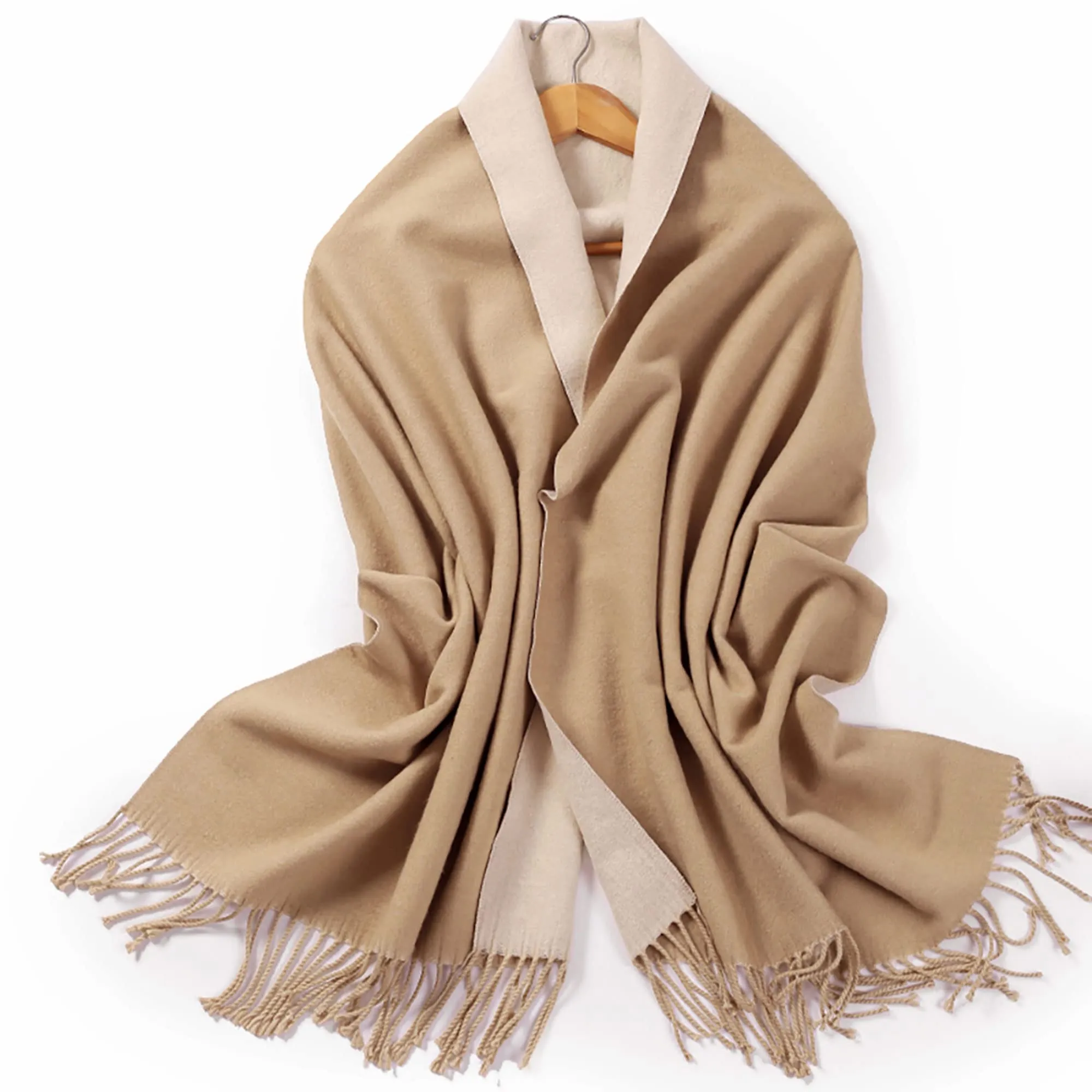Cashmere scarf oversized pashmina large warm scarves wraps 2-tone for fall winter