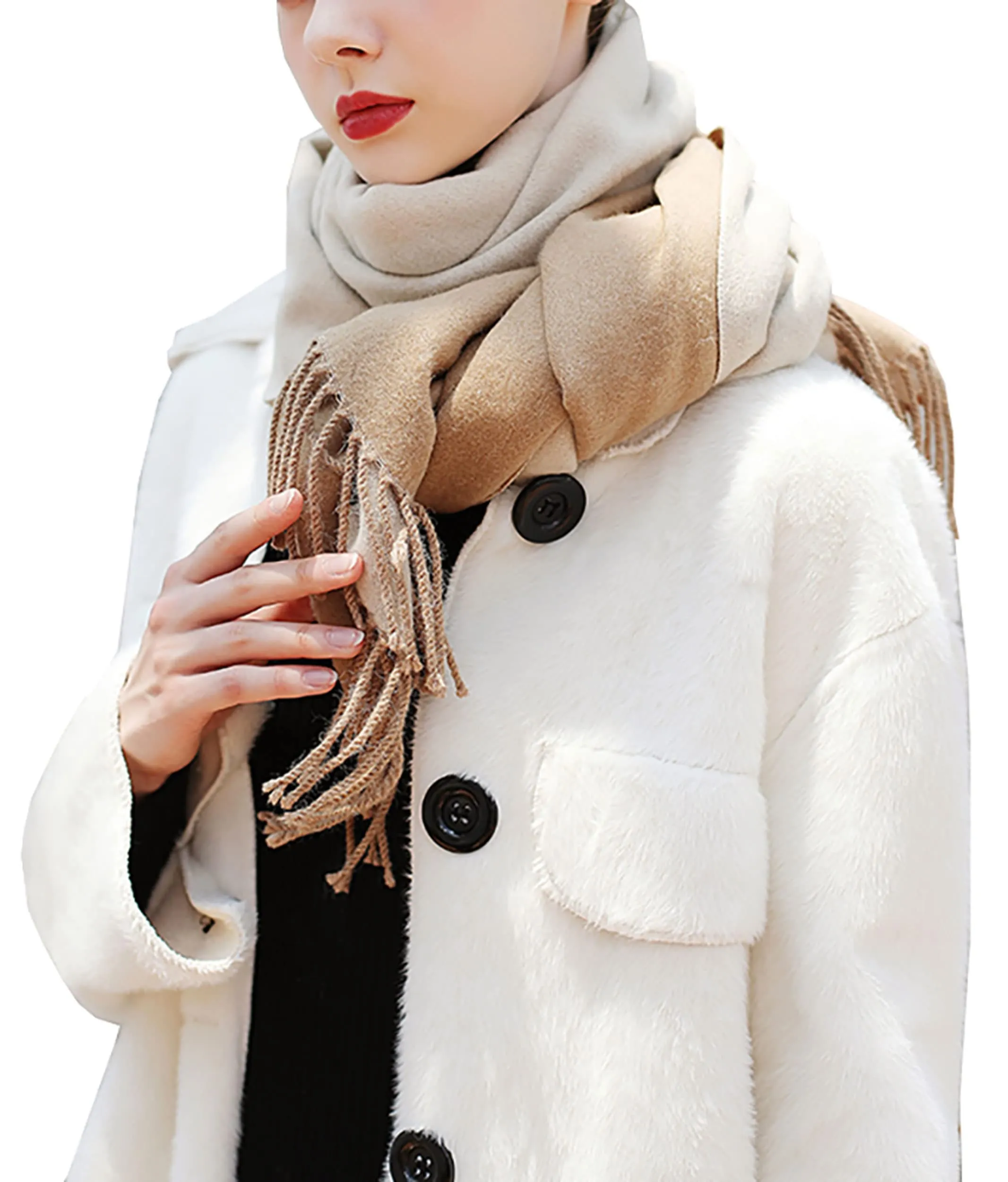 Cashmere scarf oversized pashmina large warm scarves wraps 2-tone for fall winter