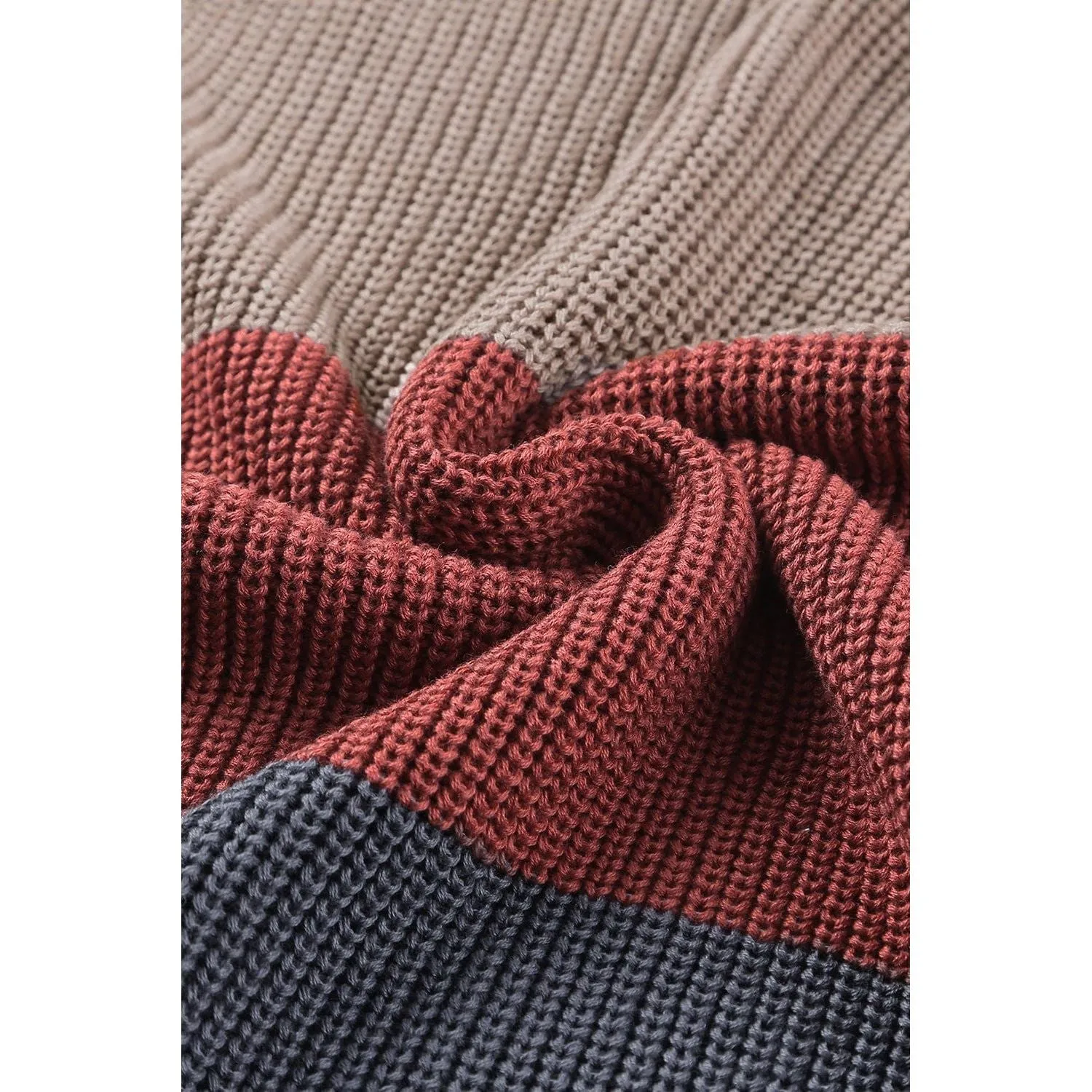 Color Block Knitted O-neck Pullover Sweater