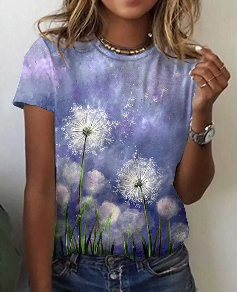 Colorful Nature Image Printed T-shirt