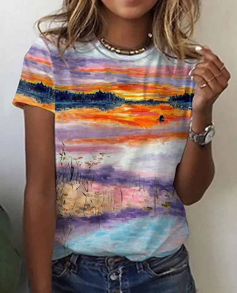 Colorful Nature Image Printed T-shirt
