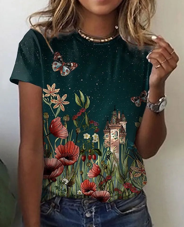 Colorful Nature Image Printed T-shirt