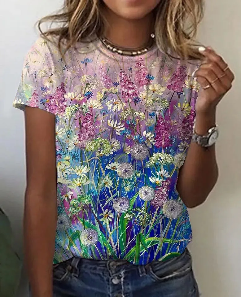 Colorful Nature Image Printed T-shirt