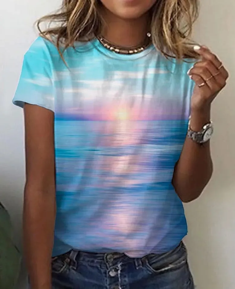 Colorful Nature Image Printed T-shirt