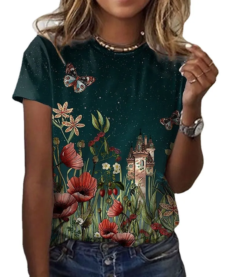 Colorful Nature Image Printed T-shirt