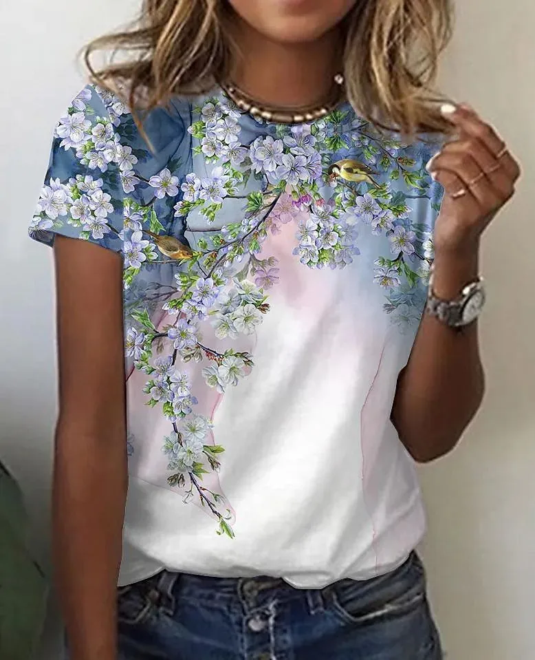 Colorful Nature Image Printed T-shirt