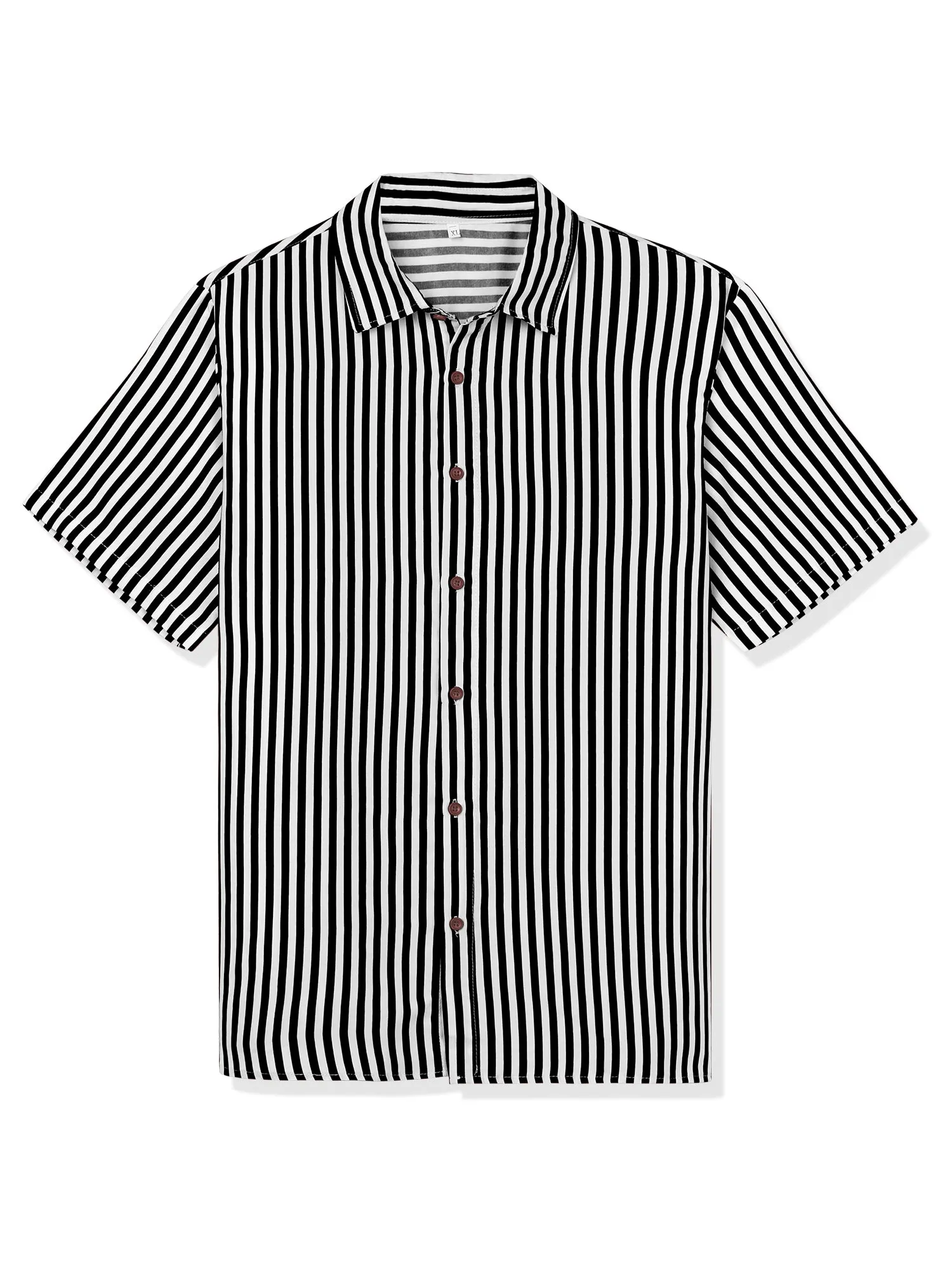 Colorful Vertical Stripe Short Sleeve Lapel Button Shirt