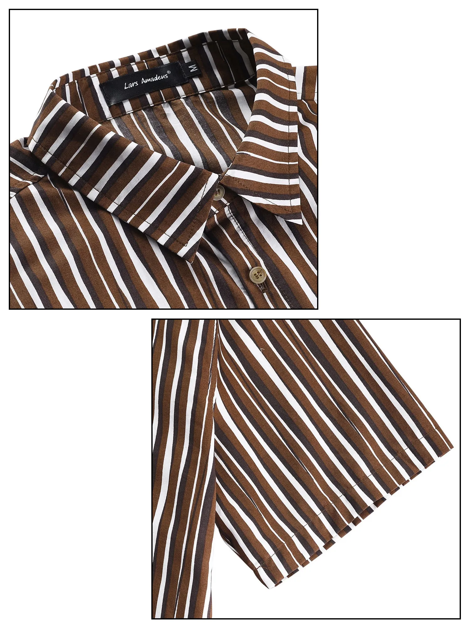 Colorful Vertical Stripe Short Sleeve Lapel Button Shirt