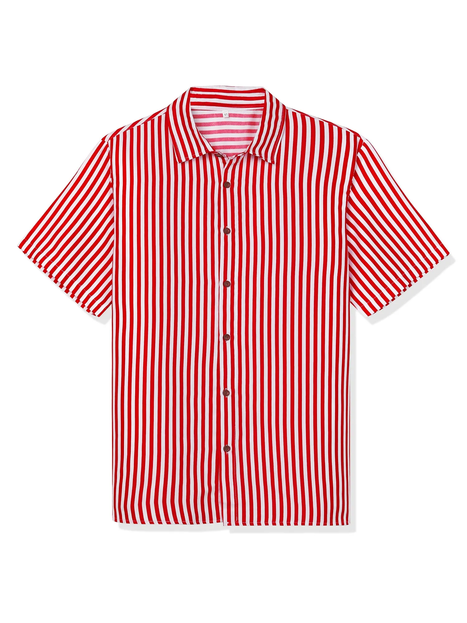 Colorful Vertical Stripe Short Sleeve Lapel Button Shirt