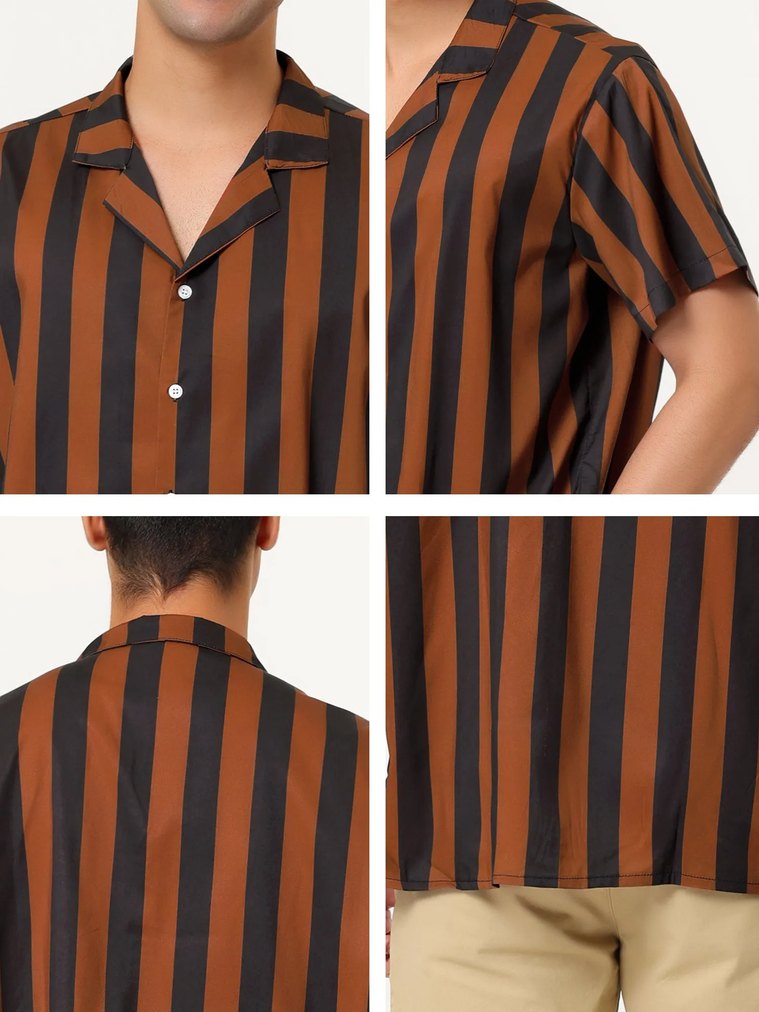 Colorful Vertical Stripe Short Sleeve Lapel Button Shirt