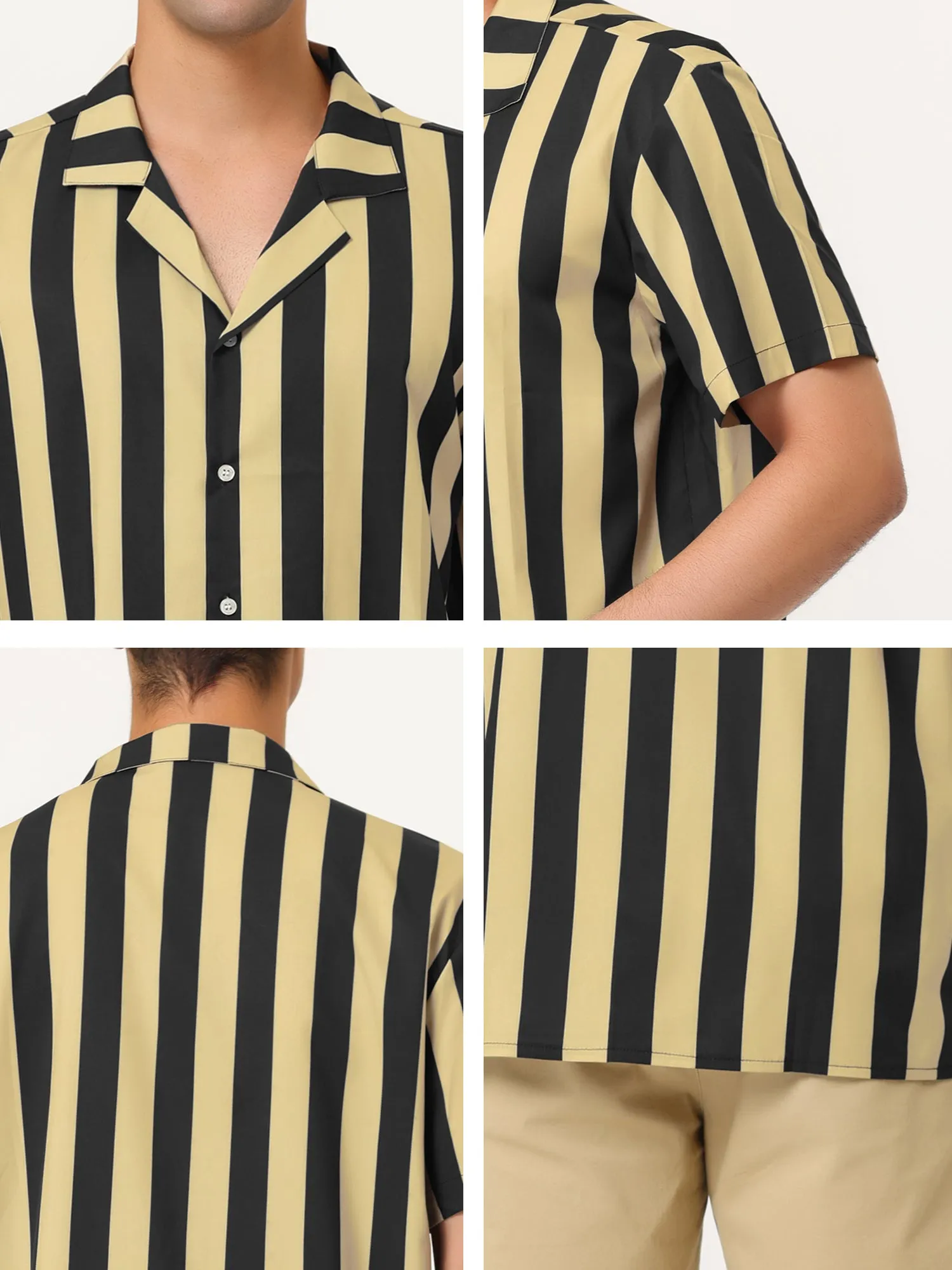 Colorful Vertical Stripe Short Sleeve Lapel Button Shirt