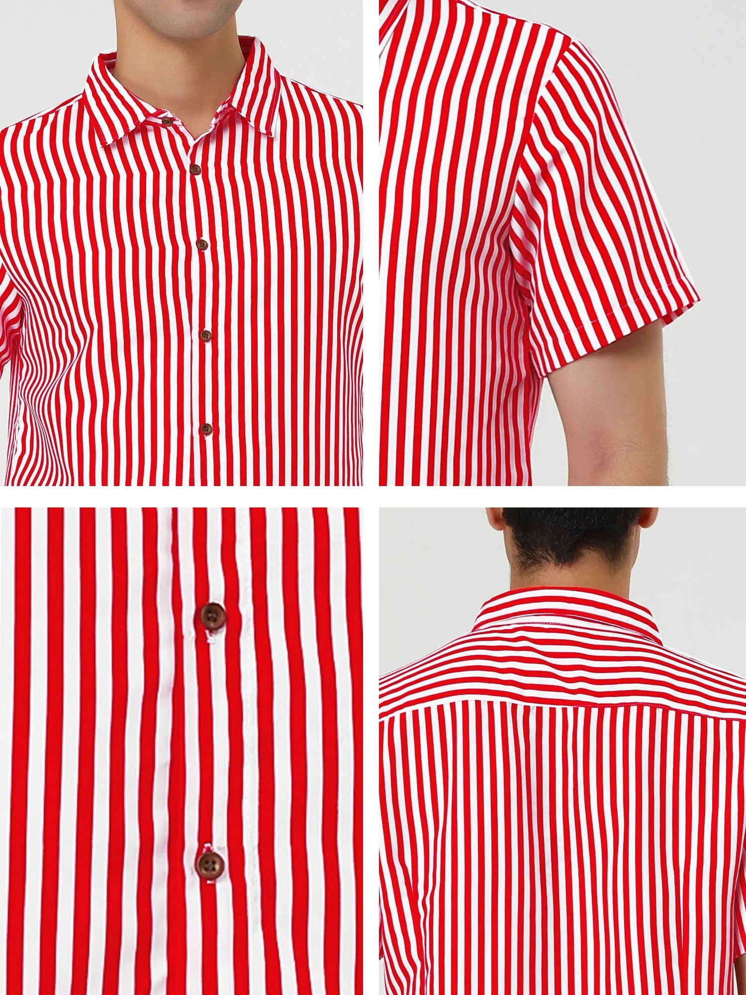 Colorful Vertical Stripe Short Sleeve Lapel Button Shirt