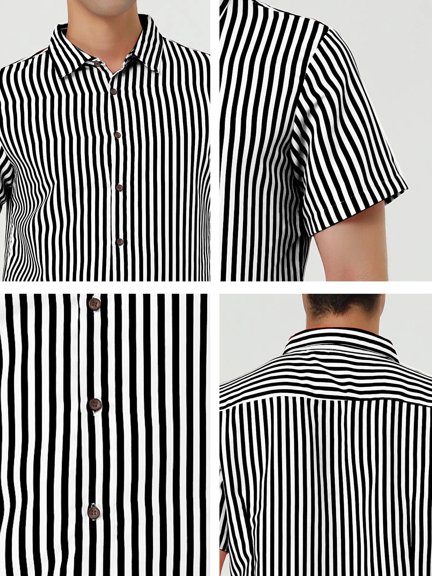 Colorful Vertical Stripe Short Sleeve Lapel Button Shirt
