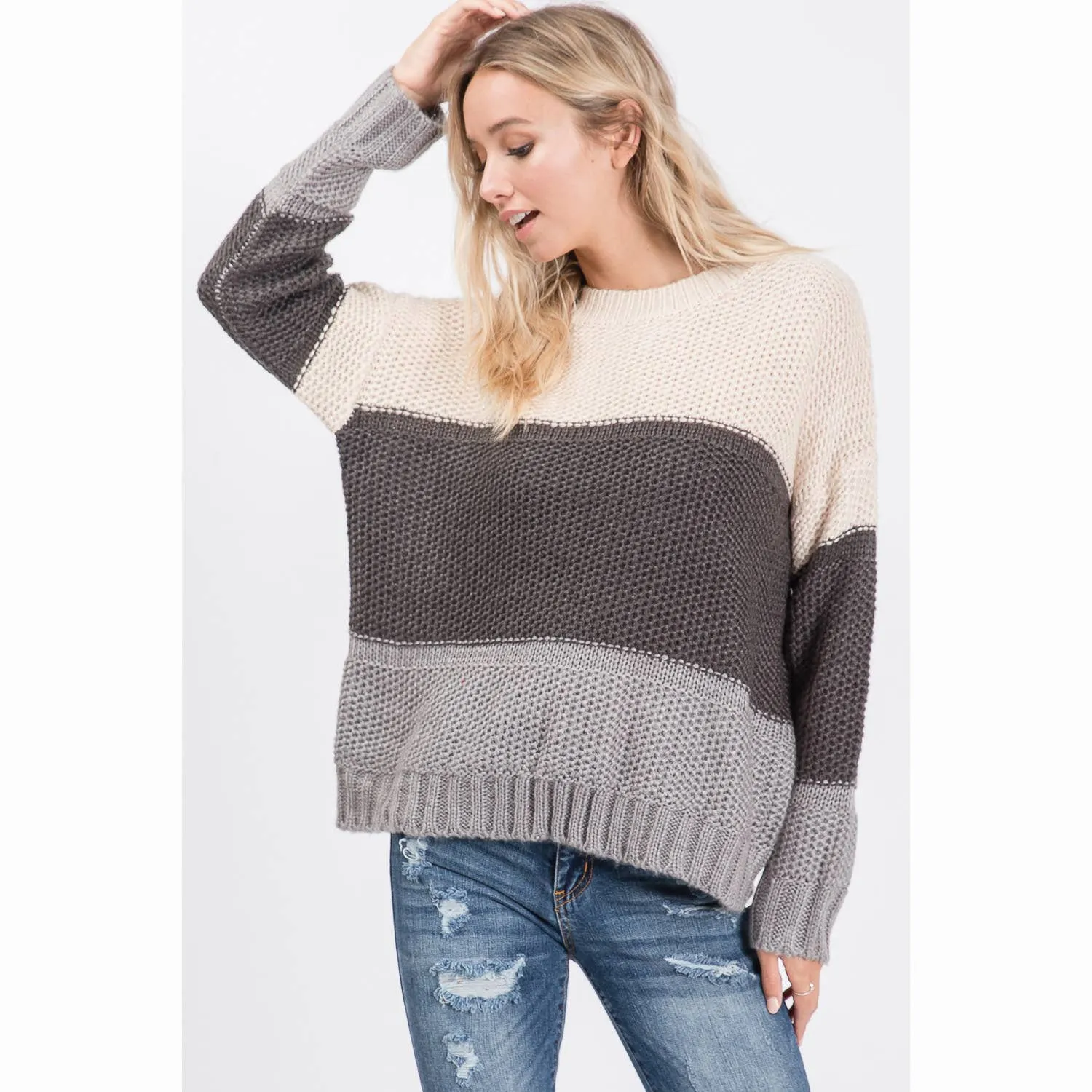 COZY COLOR BLOCK SWEATER