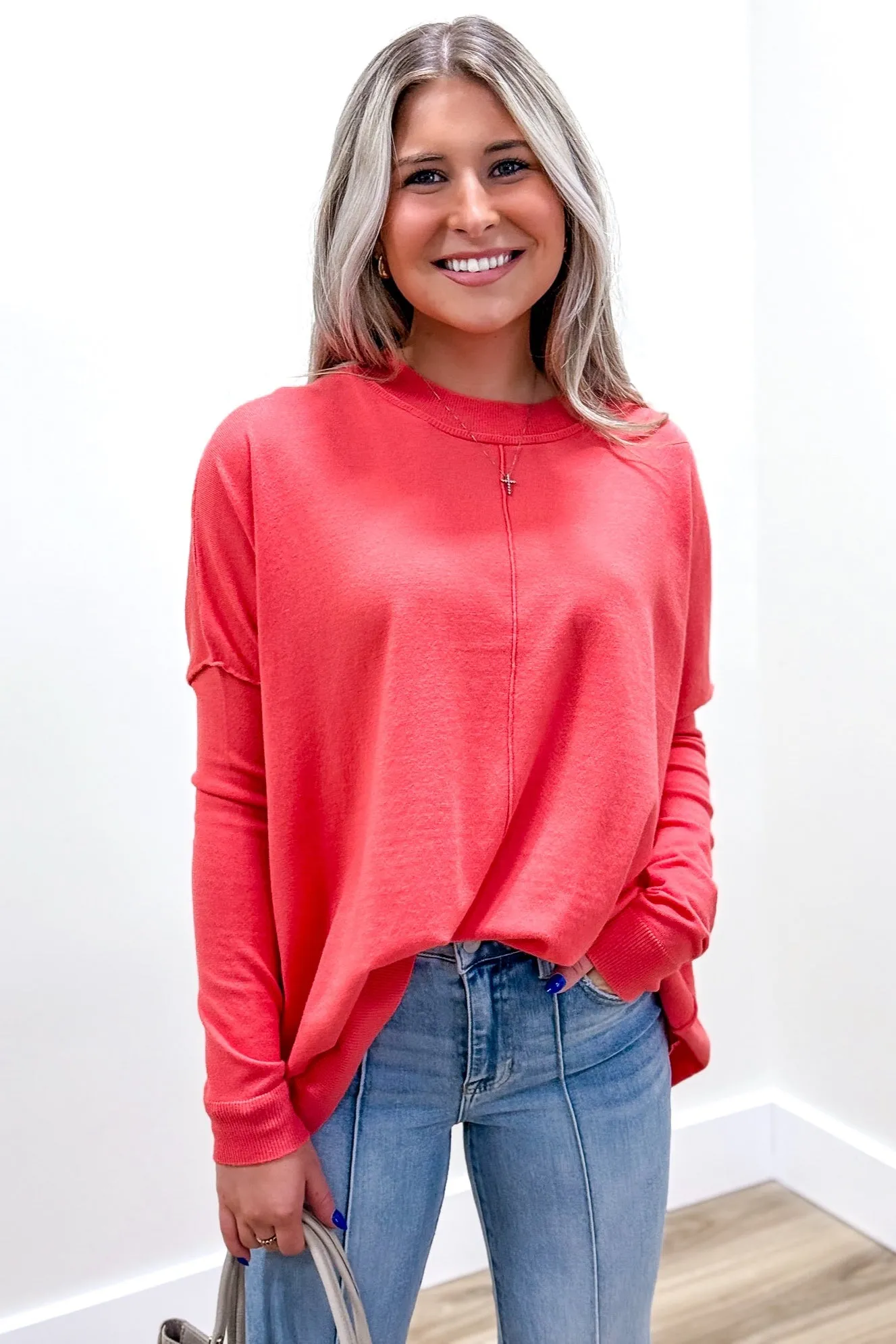 Cozy Up To Me Loose Fit Sweater -  Melon