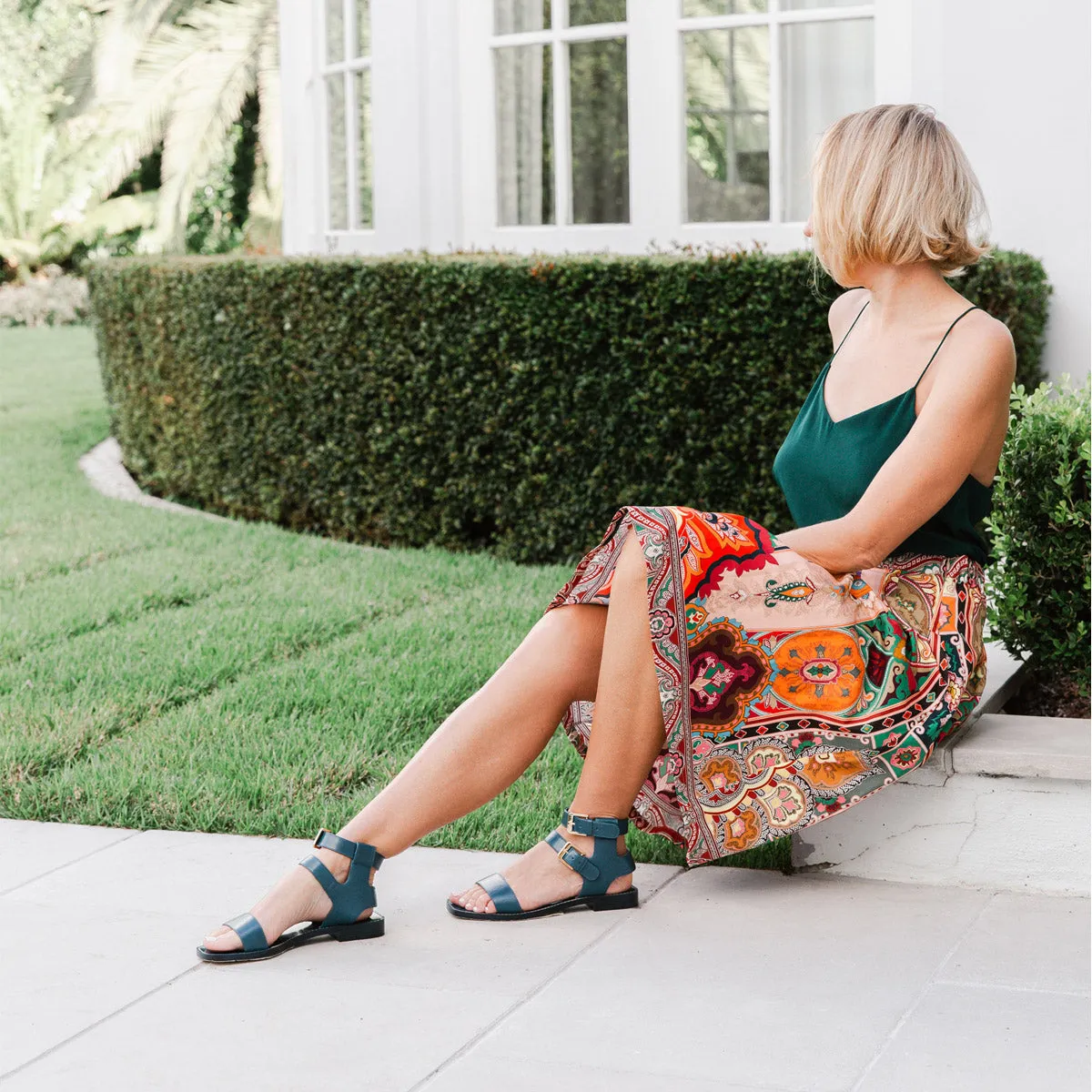 Danny Flat Leather Strappy Sandals