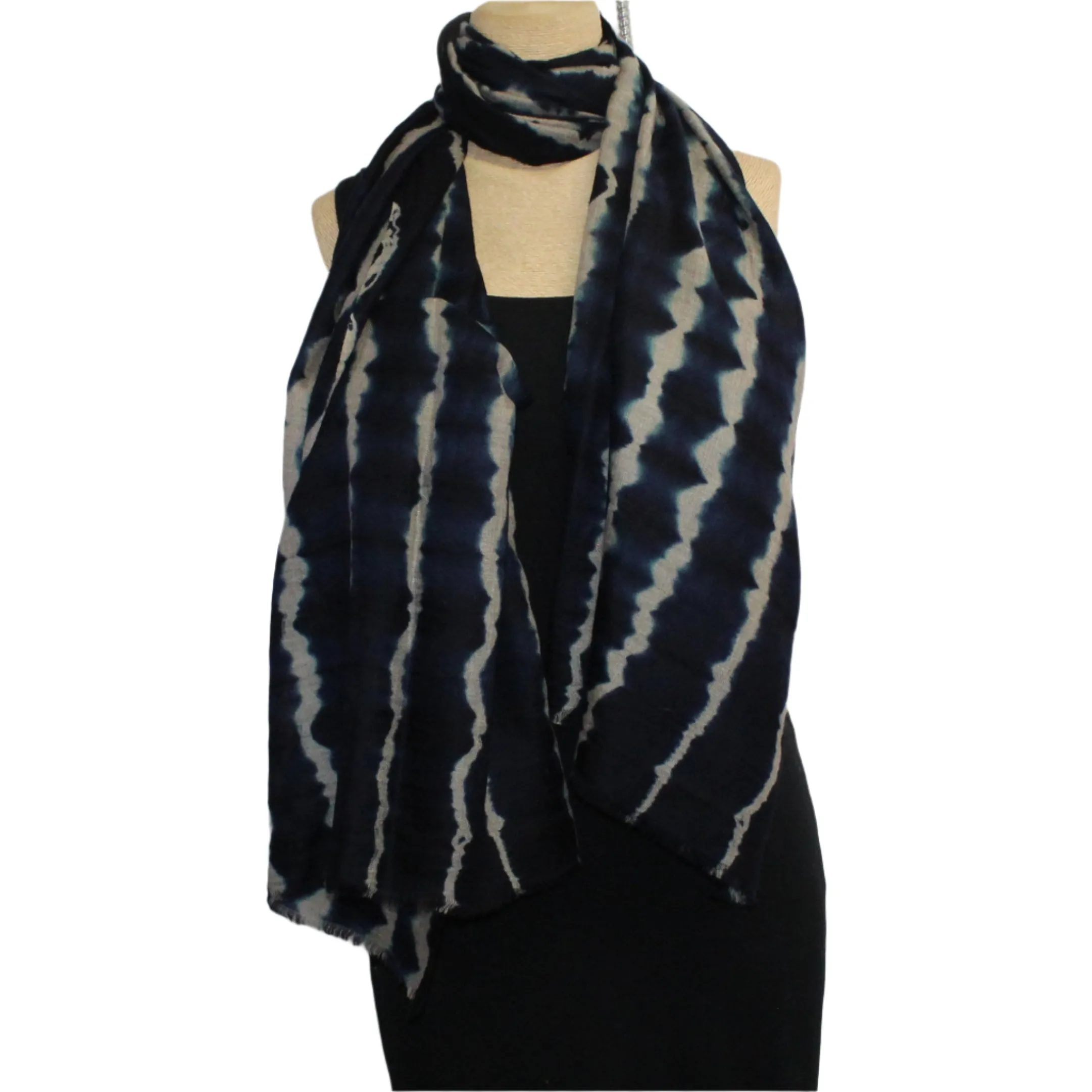 Denovembre Scarf/Shawl, Rive, Indigo Blue/Beige