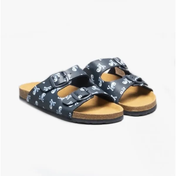 EXPLORER Boys Mule Sandals Navy Skull & Crossbones