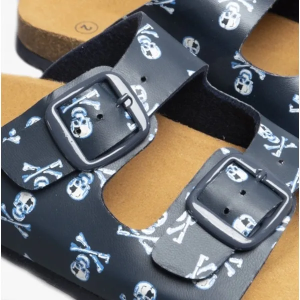 EXPLORER Boys Mule Sandals Navy Skull & Crossbones