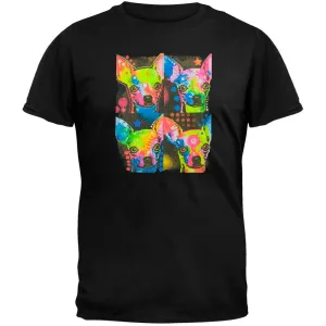 Four Chihuahuas Neon Black Light Adult T-Shirt