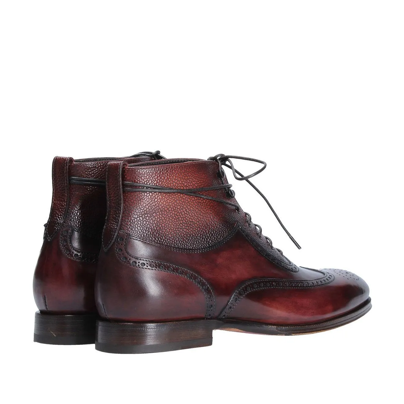 Franceschetti "Flowers" Men's Shoes Hand Painted Art Sole Lace-up Leather Boots (FCCT1068)