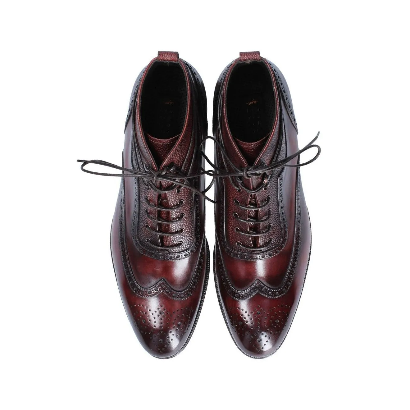 Franceschetti "Flowers" Men's Shoes Hand Painted Art Sole Lace-up Leather Boots (FCCT1068)