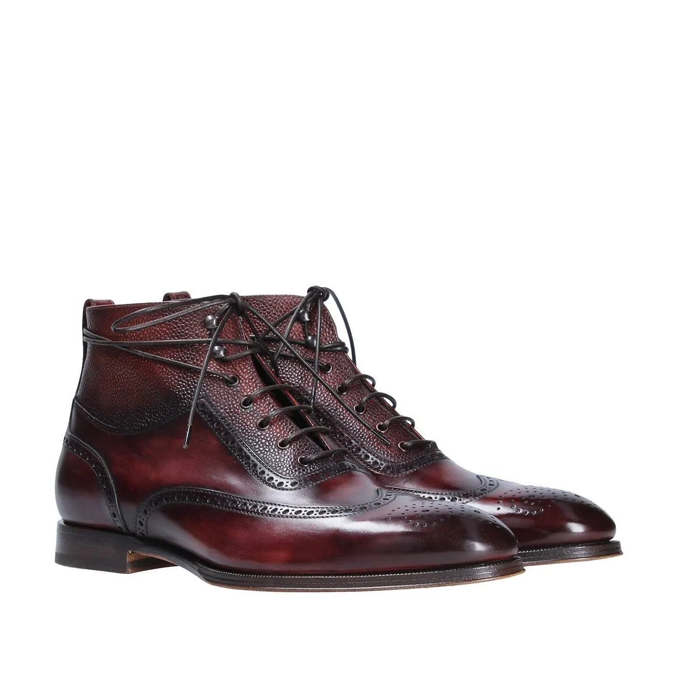 Franceschetti "Flowers" Men's Shoes Hand Painted Art Sole Lace-up Leather Boots (FCCT1068)