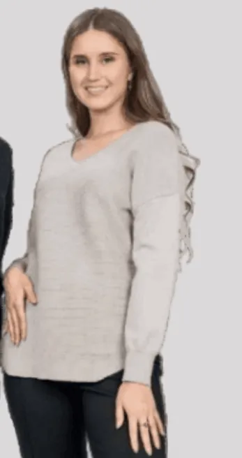 GG Collection Women's Ottoman  V-Neck Sweater - Black, Beige