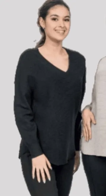 GG Collection Women's Ottoman  V-Neck Sweater - Black, Beige
