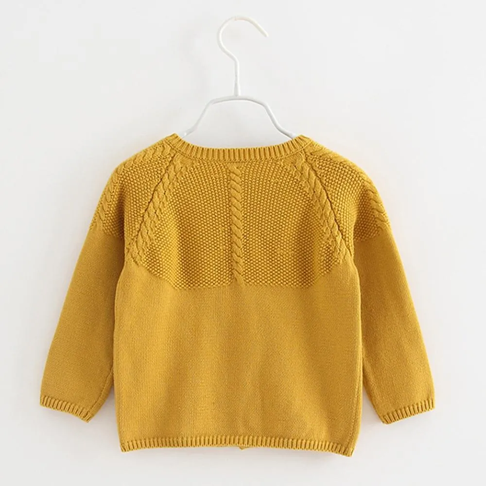 Girls Solid Long Sleeve Casual Sweaters